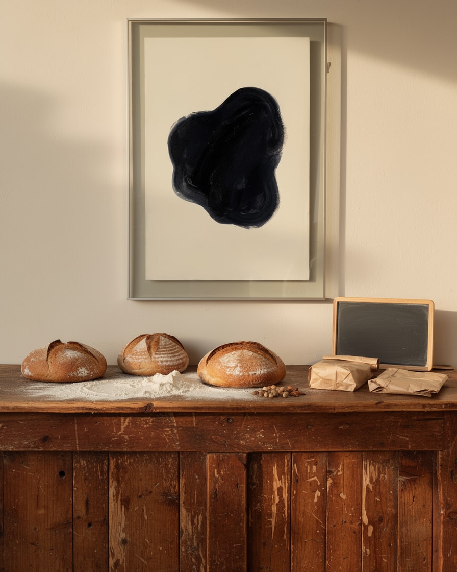 Single Dark Form on Cream — Retail — Contemporary Abstract Painting