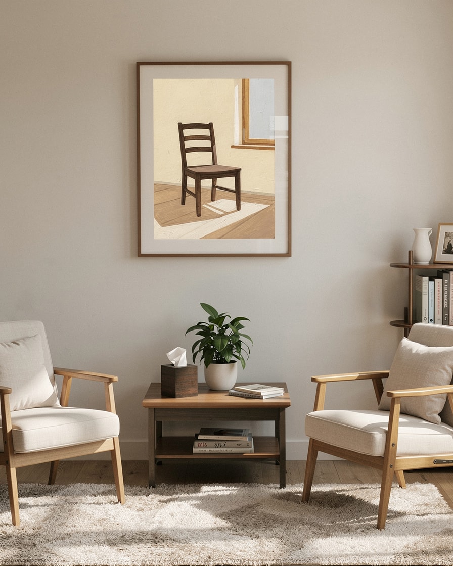 Empty Chair by Window — Wellness — Digital Gouache Illustration